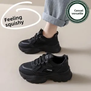 Scarpe da papà casual traspiranti sportive da donna Fondo spesso Scarpe da ginnastica alte estive versatili Scarpe da ginnastica slip-on foderate in cotone 1