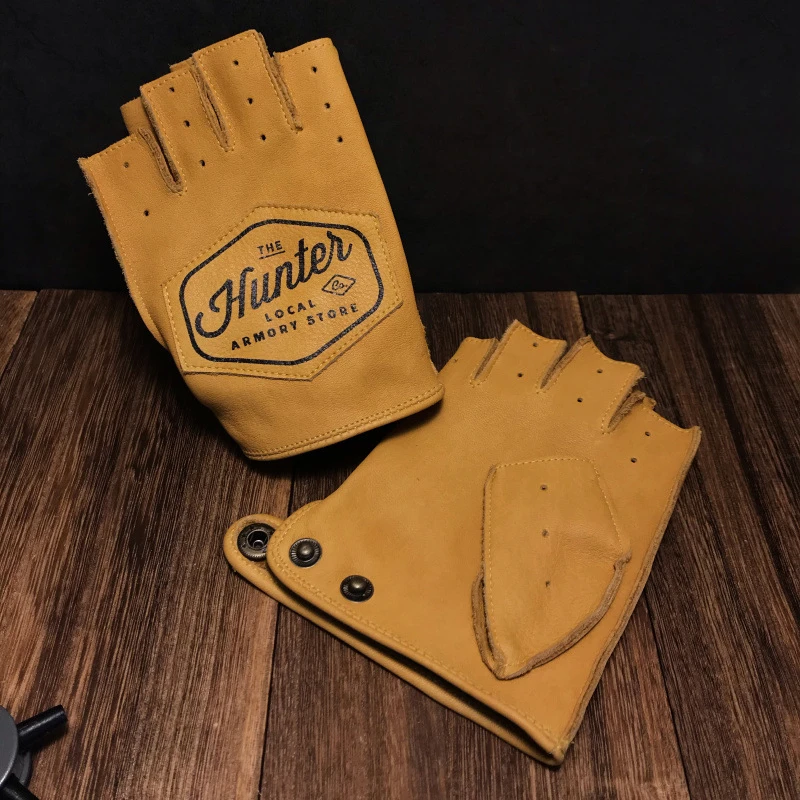 Guanti da moto da moto in pelle retrò Limelight Guida all'aperto Sport con dita intere e mezze dita Antiscivolo resistenti all'usura 6