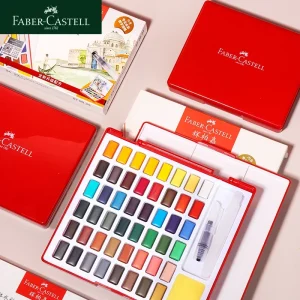 Set di colori ad acquerello Faber Castell 24/36/48 colori in custodia portatile con penne a pennello ad acqua e spugna per professionisti principianti 1