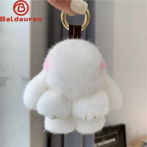 Cute Girls Fluffy Mink Fur Mini Rabbit portachiavi Crystal Pom Pom Bunny portachiavi On Bag donna Car gingillo Jewelry regalo fidanzata 1
