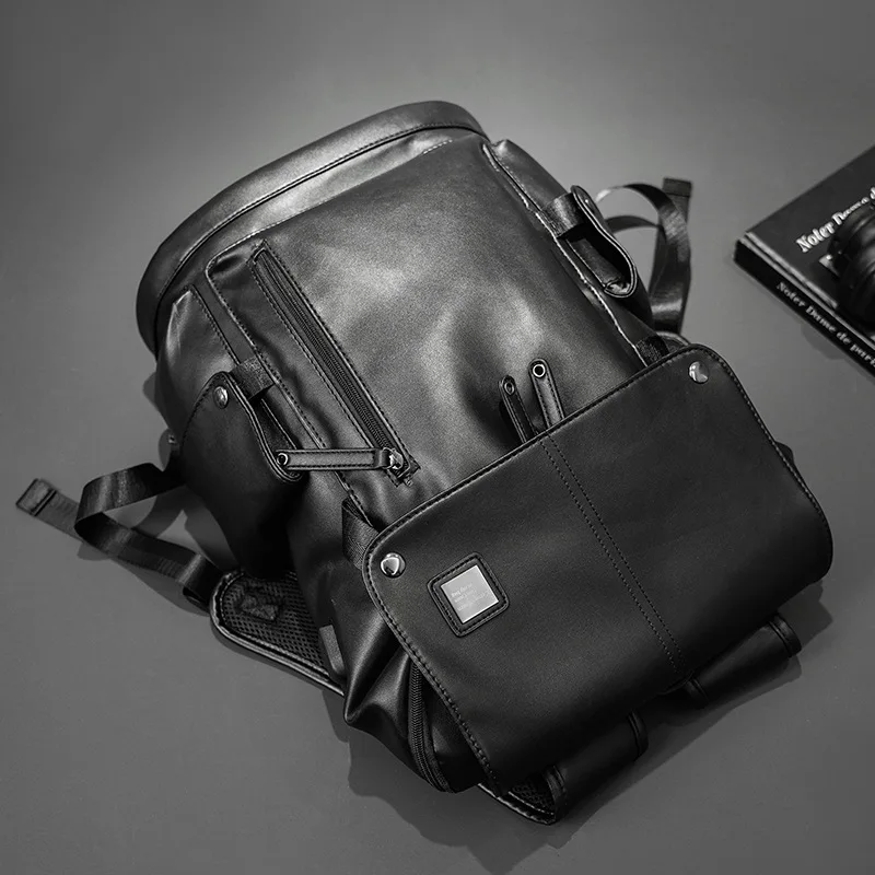 Zaino da uomo di alta qualità Zaini da uomo in pelle di lusso Zaino di ricarica USB Borsa per laptop da 14 pollici Zaino da viaggio di grande capacità 4