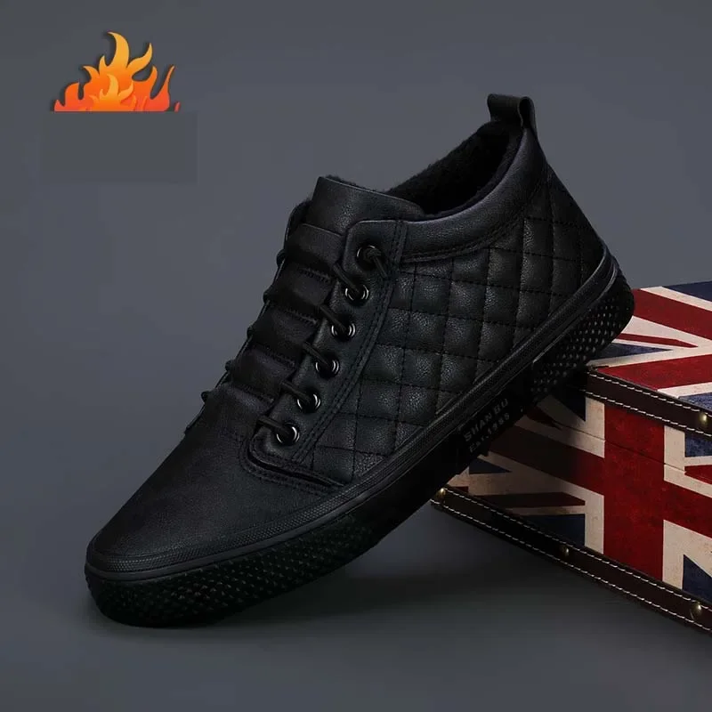 Stivali caldi da uomo comodi stivali con plateau stivali da uomo in pelle alti all'aperto moda comode scarpe da uomo impermeabili 22903 4