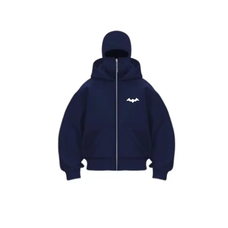 Nuova felpa con cappuccio balaclava retrò Y2k hip hop per uomini e donne, felpa ninja 4f, felpa con cerniera per coppie autunno/inverno Conforta 5