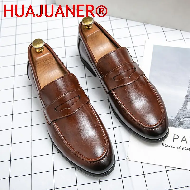 Primavera Autunno Prom Sera Mocassini in pelle casual da uomo lunghi Slip on maschili Scarpe basse da uomo Brogue retrò Scarpe comode di lusso 5