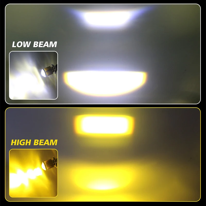 Universale H4 Led Moto Faro A LED Lente CSP ATV Scooter Lampada di Guida Dual Color Hi Lo Fascio Fendinebbia Accessori Moto 12V 5