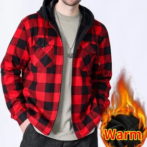 Camicia da uomo di taglia americana manica lunga più pile spesso caldo autunno e inverno plaid cappotto casual stiratura gratuita di grandi dimensioni 1