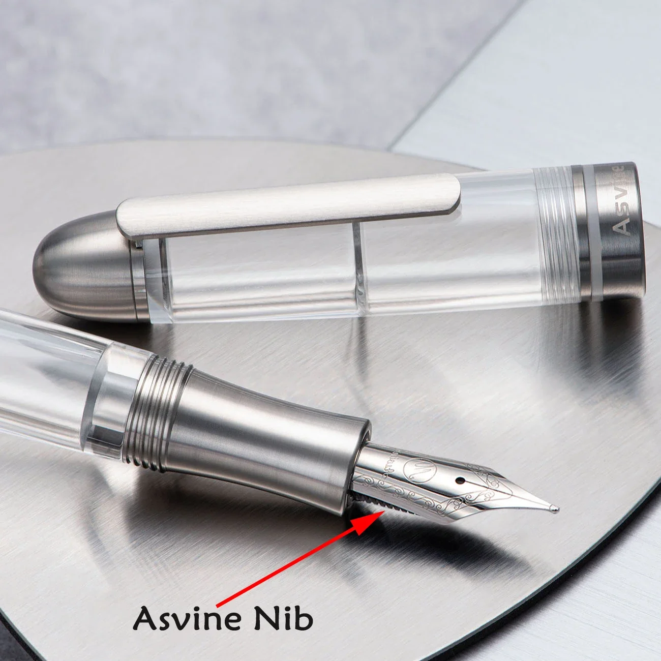 Asvine P36 Penna stilografica con riempimento a pistone Bock / Asvine EF/F/M/Stub 1.1 Pennino, titanio e acrilico Penna regalo per ufficio con scrittura liscia 6