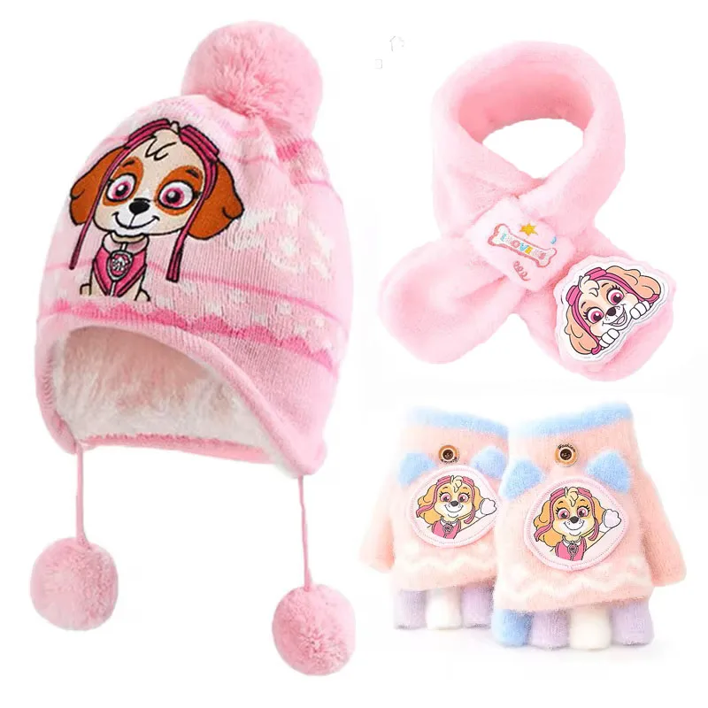 2-3 PZ/SET Genuino PAW PATROL Cappello Invernale Guanto Sciarpa SET Cute Cartoon Skye Chase Ragazzi Ragazze Baby Cap Regali Di Natale 5