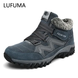 Lufuma Stivali da Uomo Invernali con Pelliccia 2020 Caldo Neve Stivali di Pelle di Inverno Degli Uomini di Lavoro Casual Scarpe da Tennis di Alta Superiore in Gomma caricamenti Del Sistema Della Caviglia 1