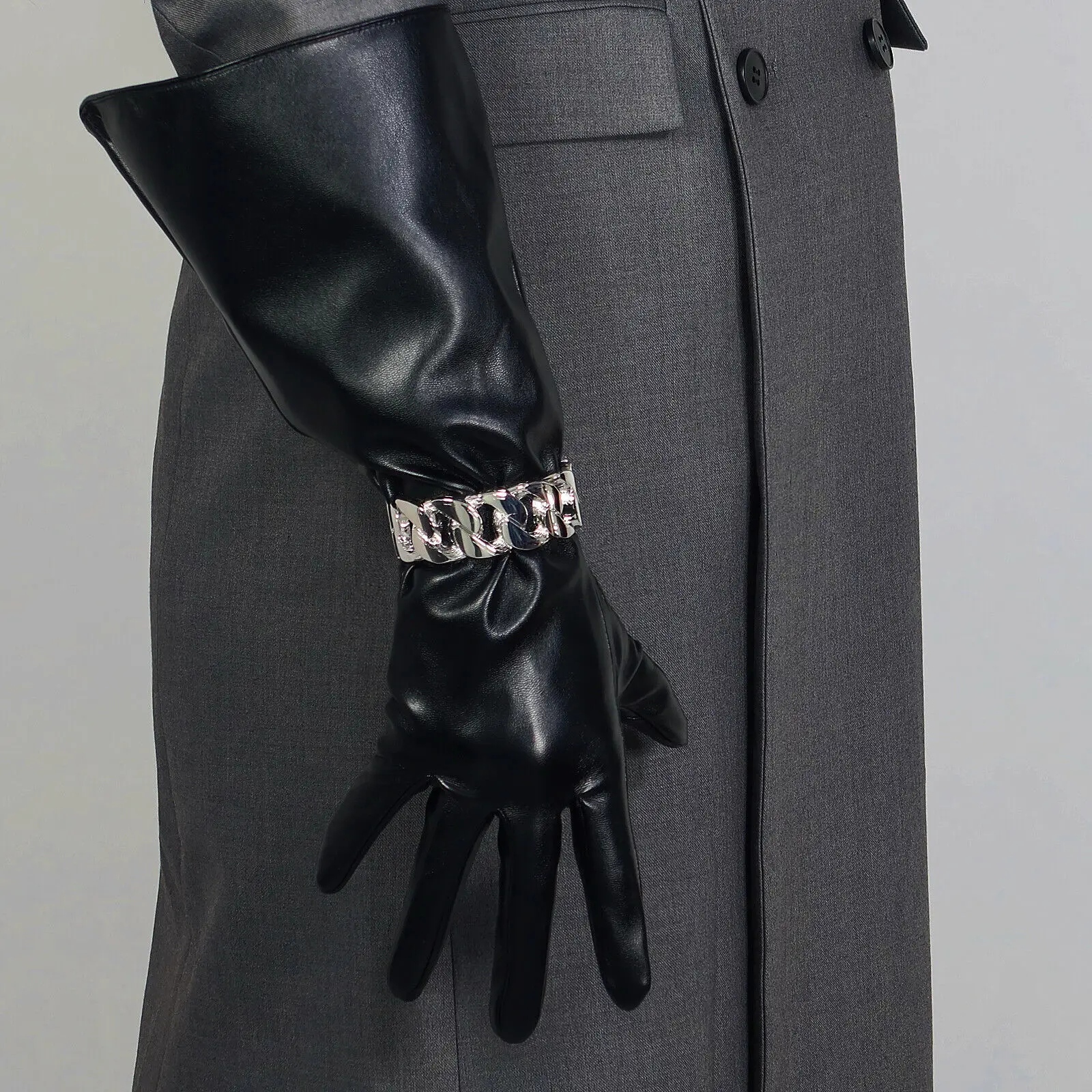 Guanti lunghi Unisex in ecopelle PU 38cm di larghezza maniche a sbuffo palloncino grande LLDLLNT bianco 6