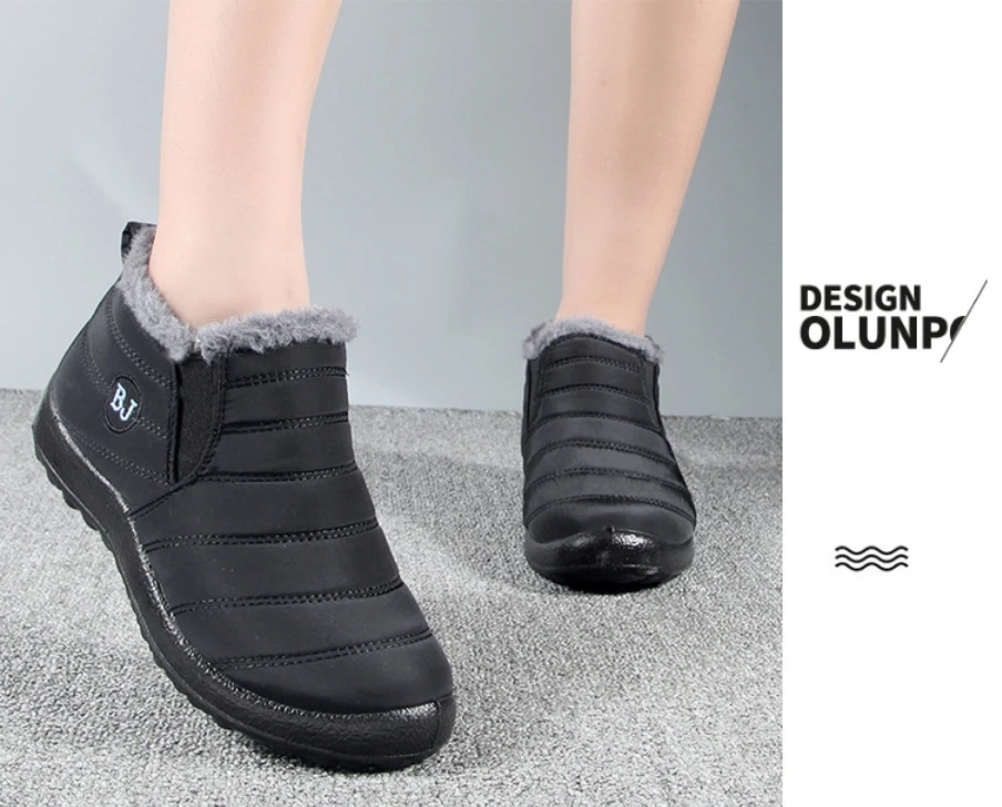 Nuovi stivali da neve invernali unisex di grandi dimensioni - Foderati in pile spesso impermeabili One Step On Scarpe di cotone calde, accoglienti per uomini e donne 4