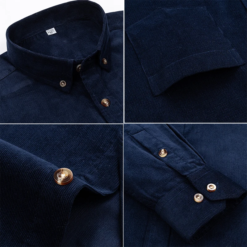 100% cotone Plus Size 6XL camicia di velluto a coste da uomo Casual manica lunga Regular Fit camicia da lavoro tasca Comfort da uomo 6