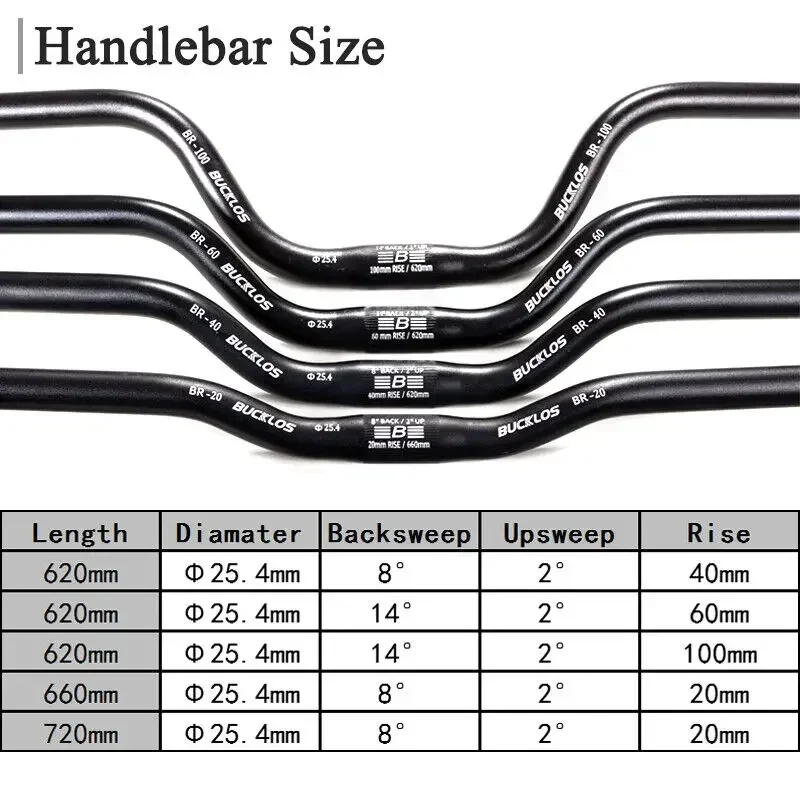 BUCKLOS Mountain Bike Manubrio 31.8mm 25.4mm Bicicletta Riser Bar 620/660/720/780mm In Lega di Alluminio MTB Manubrio Parti di Ciclismo 4