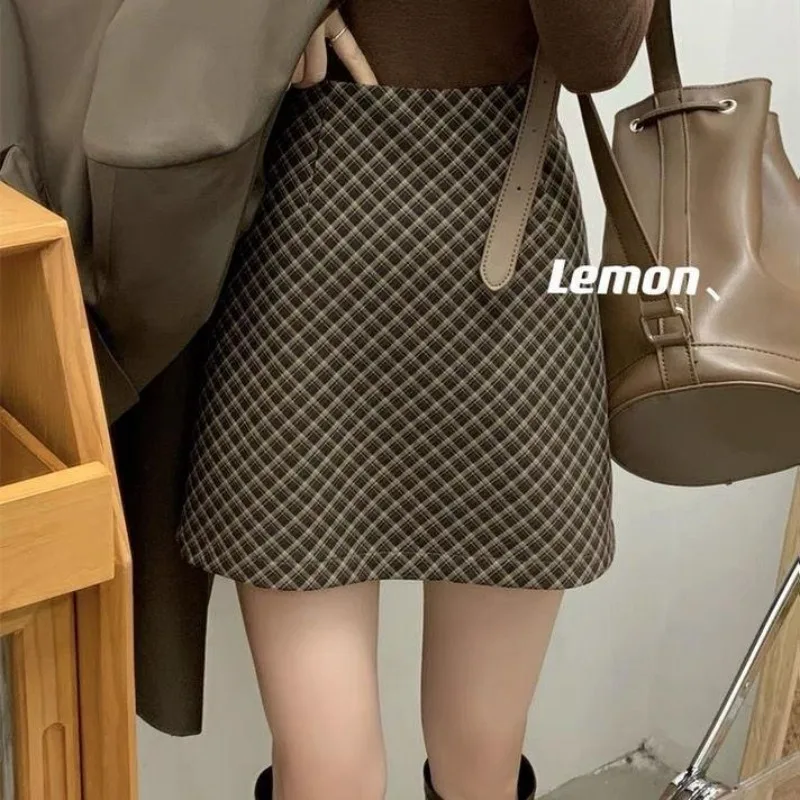 Vestiti per le donne Vintage classico stampa scozzese a vita alta gonne eleganti estate femminile moda coreana sottile una linea minigonna Saia 1