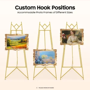 Confezione da 2 cavalletti portatili in oro per cartelli e poster di nozze, cavalletto artistico portatile regolabile da 113 cm per visualizzare cartelli di nozze 1