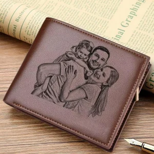 Portafoglio fotografico personalizzato per papà - Regalo personalizzato per la festa del papà da uomo con cerniera e tasca portamonete, portafogli porta carte con foto 1