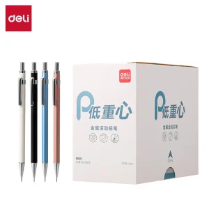 Deli 0.5mm/0.7mm Matita meccanica in metallo Materiale scolastico Matite a propulsione Forniture per ufficio Cancelleria Disegno Schizzo Strumenti 1