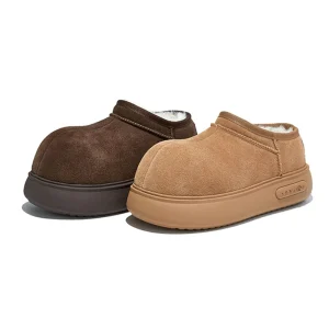 2025 Stivali da neve da donna in vera pelle con punta larga Stivali invernali da donna Stivaletti in peluche per il calore Scarpe imbottite in cotone femminile 1