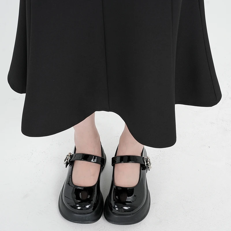 Gonne a coda di pesce avvolgenti da donna nere vintage a vita alta autunno 2025 Nuovo solido elegante tubino da ufficio A-line gonne a sirena femminile 5