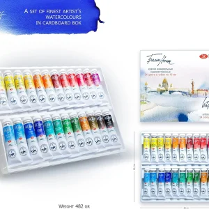 Set di acquerelli professionali Russian White Nights 12/24 tubi da 10 ml di grado artista, materiali artistici premium per artisti e hobbisti 1