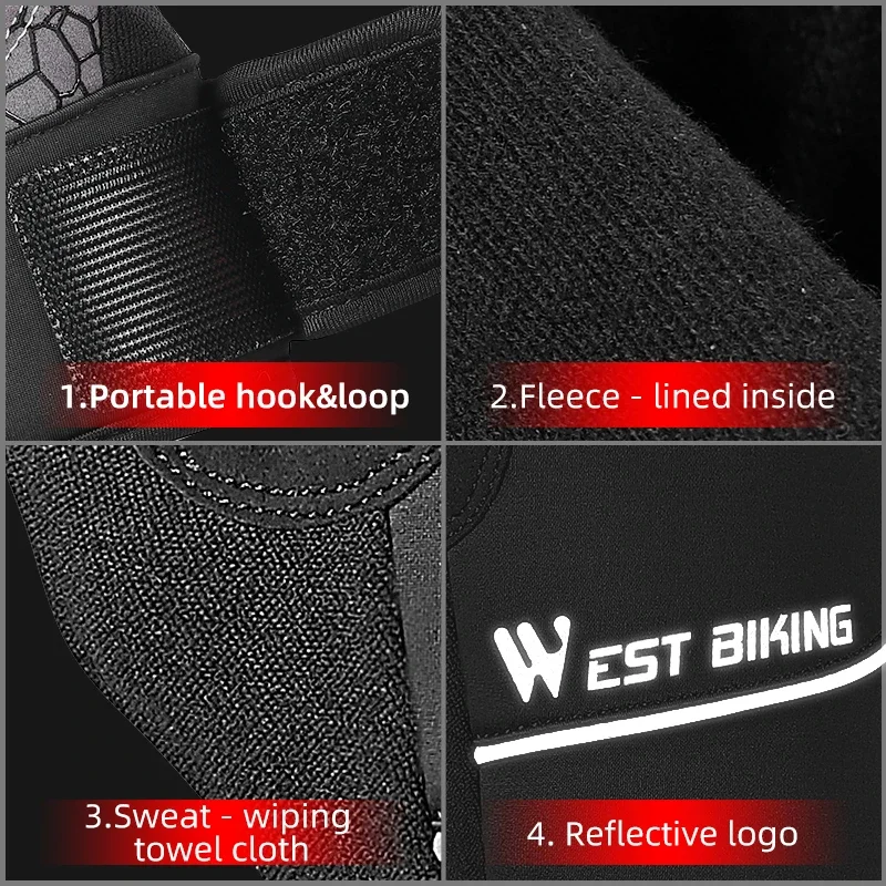 WEST BIKING Guanti da bici invernali addensare touch screen caldo uomo donna guanti da ciclismo sport corsa sci MTB bici guanti da moto 6