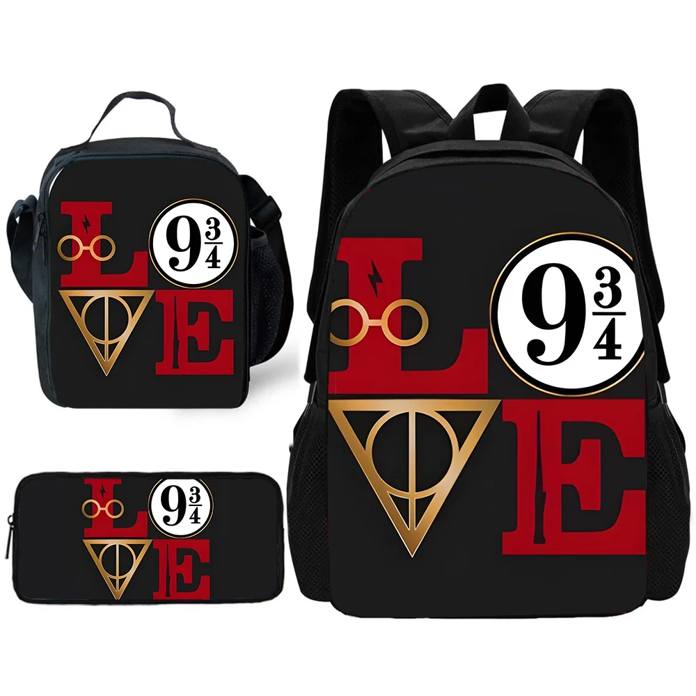 Cartone animato per la scuola dei bambini per zaino H-Harrys con borse per il pranzo Borse per matite Scuola per P-Potters Borse per ragazzi e ragazze Miglior regalo 2