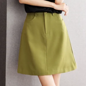 Gonna a vita alta moda donna 2025 Estate nuova minigonna da ufficio casual Chic Casual Versatile Gonne a trapezio 1