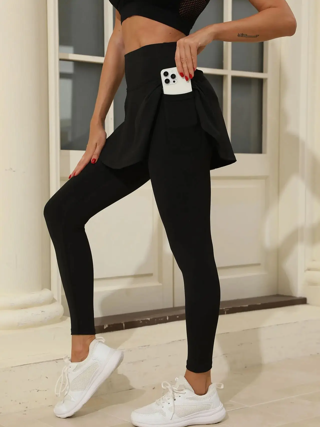 Gonna sportiva da donna Gonna esterna anti-luce Pantaloncini interni Alta elasticità Asciugatura rapida Fitness Corsa Yoga Tre in uno 1