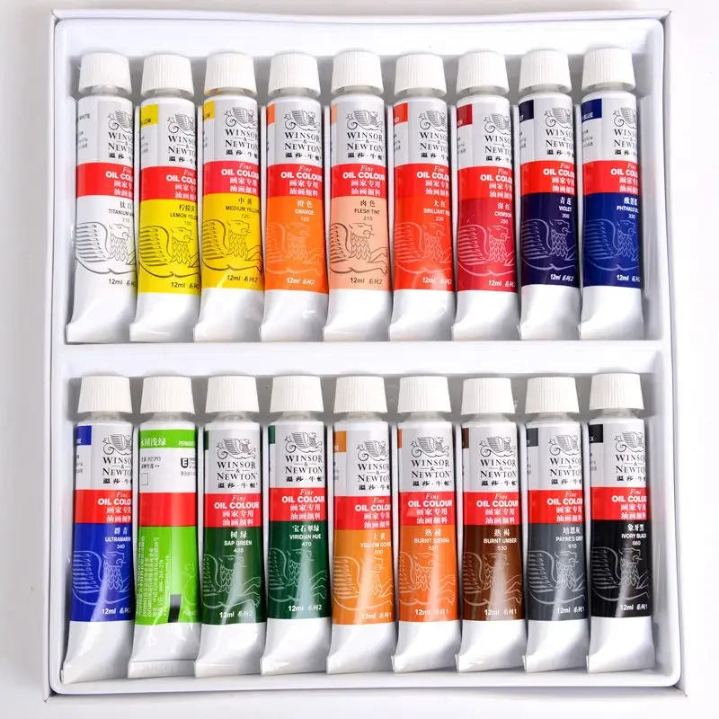 Autentico set di pittura a olio per artista Winsor Newton 12/18/24 colori pigmenti per pittura a olio 12ml tela per pittura a olio per corpo pesante resistente alla luce 2