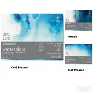 Blocco di carta professionale per acquerello Winsor & Newton, 10" x 14", pressato a freddo, pressato a caldo, grezzo 1