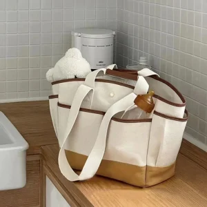 Ins Mommy Bag borsa per pannolini per mamma e bambino a tracolla Casual di grande capacità per borsa per mummia in tela all'aperto pacchetto di maternità 1