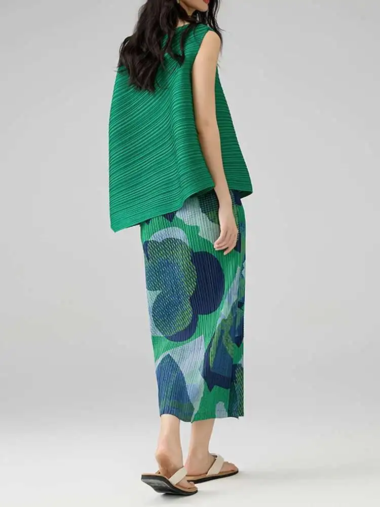 LANMREM Abiti a pieghe 2025 Estate Nuovo elegante temperamento fessura Mezza gonna stampata Slim Fit Versatile gonna a trapezio 2DB2687 5