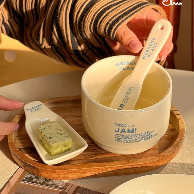 Piatto da cibo occidentale in stile crema per la casa, design di nicchia ad alto senso, piatto da pranzo, piatto da dessert, piatto da 8 pollici 5