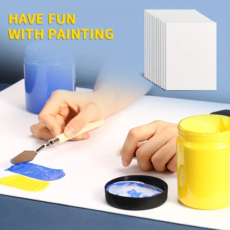 Confezione da 24 pannelli di tela sfusi, 5x7 pollici, bianco vuoto, piccole tavole di tela per guazzo, acrilico, pittura a olio per artisti, studenti 3