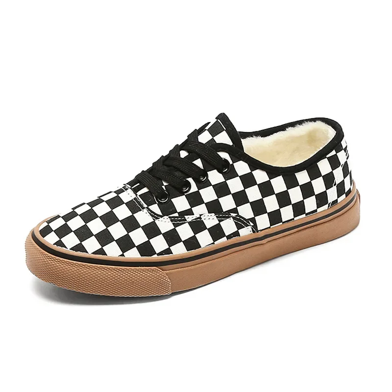 2021 Autunno/Inverno Nuovo Stile Stile Britannico Plaid Nero Bianco Plaid Testa Rotonda Versatile Fondo Piatto Scarpe Canva Per Le Donne 5