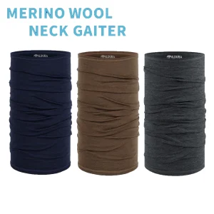 Ghetta per il collo in lana merino al 100% per adulti, leggera, traspirante, ad asciugatura rapida, per sci, escursionismo, sciarpa a tubo, copricapo multifunzionale 1