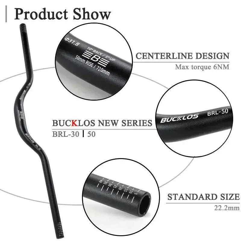 BUCKLOS Mountain Bike Manubrio 31.8mm 25.4mm Bicicletta Riser Bar 620/660/720/780mm In Lega di Alluminio MTB Manubrio Parti di Ciclismo 5