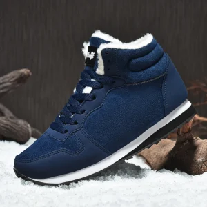 Stivali da neve da uomo Stivaletti invernali antiscivolo da esterno Sneaker leggera alta superiore Calzature da donna in peluche calde Stivali da trekking taglie forti 1