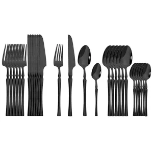 JANKNG 4/8/16/24/32Pcs Set di stoviglie forchetta in acciaio inossidabile coltello cucchiaio posate stoviglie cucina argenteria Set di posate luminose 1