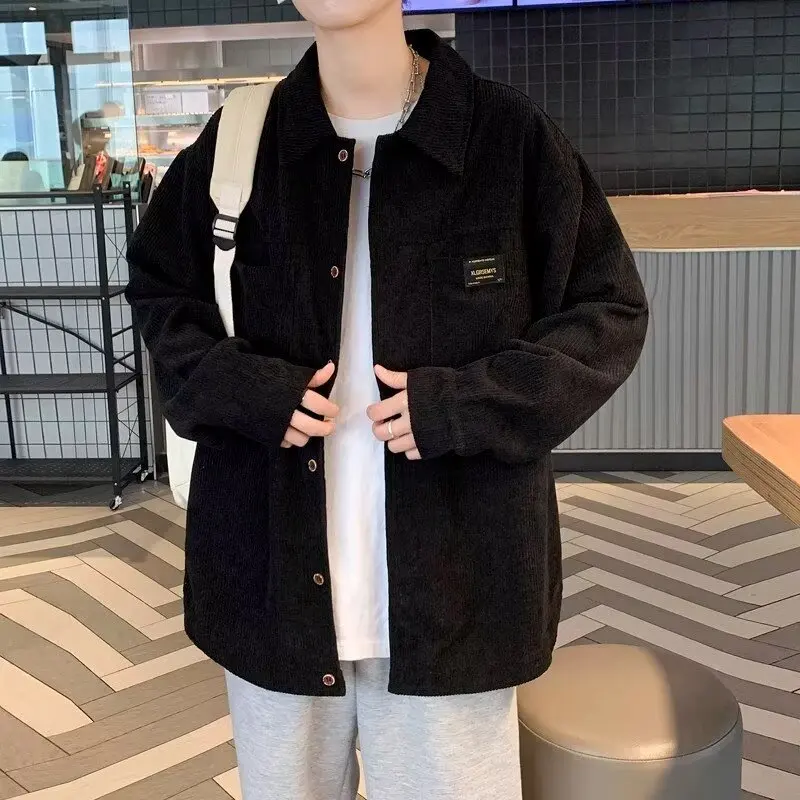 Camicia in velluto a coste retrò stile Hong Kong per ragazzi nella primavera e nell'autunno del 2025 nuovo set giacca sportiva elegante e ampia 5