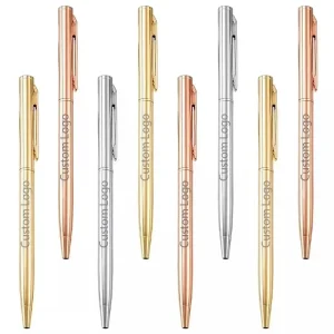 20-200 Penne Penne a sfera in metallo sottile Penne con nome inciso con logo personalizzato in oro rosa per la pubblicità di forniture per ufficio scolastico 1