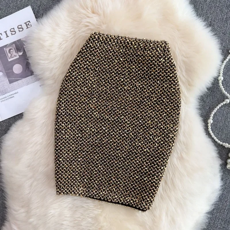 Gonne per le donne elegante gonna donna con paillettes ufficio formale Premium Chic ed elegante V offerta di lusso originale caldo stile coreano su 4
