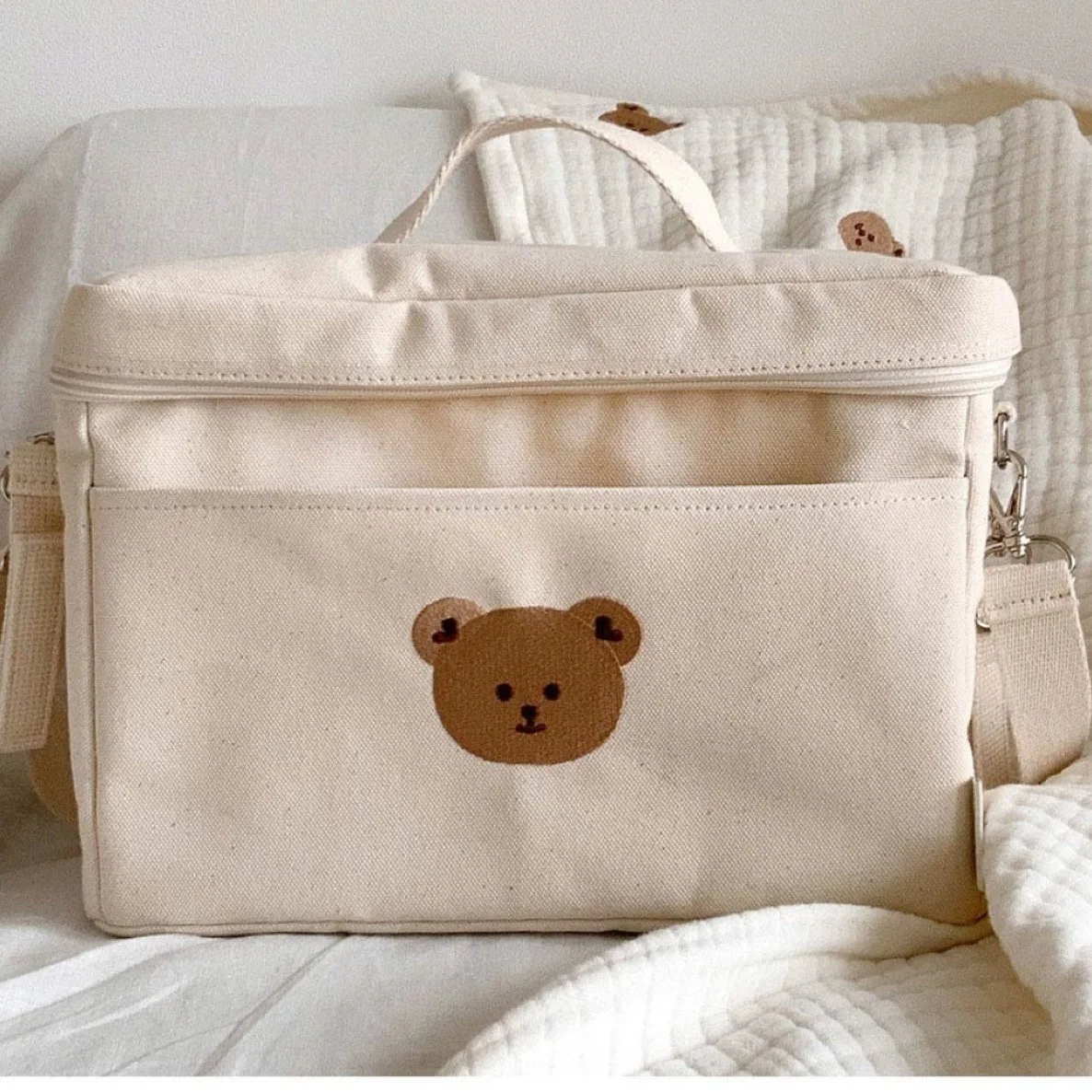 Borsa isolante per orsi per bambini Borsa portaoggetti per carrello per bambini Borsa per mamma Borsa per il trasporto Borsa di grande capacità Bello aspetto elevato 4