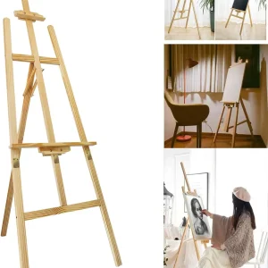 Cavalletto da studio in legno da 1,75 m con cornice ad A pieghevole in legno di pino per artista, arte artigianale, esposizione regolabile per cavalletto artistico per pittura di nozze 1