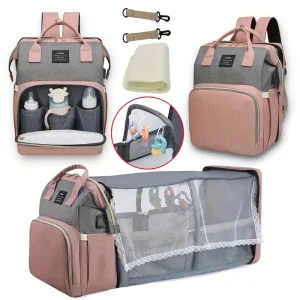 Zaino per pannolini Zaino impermeabile di grande capacità e stazione portatile per fasciatoio con organizer per oggetti per bambini Regalo per baby shower 1