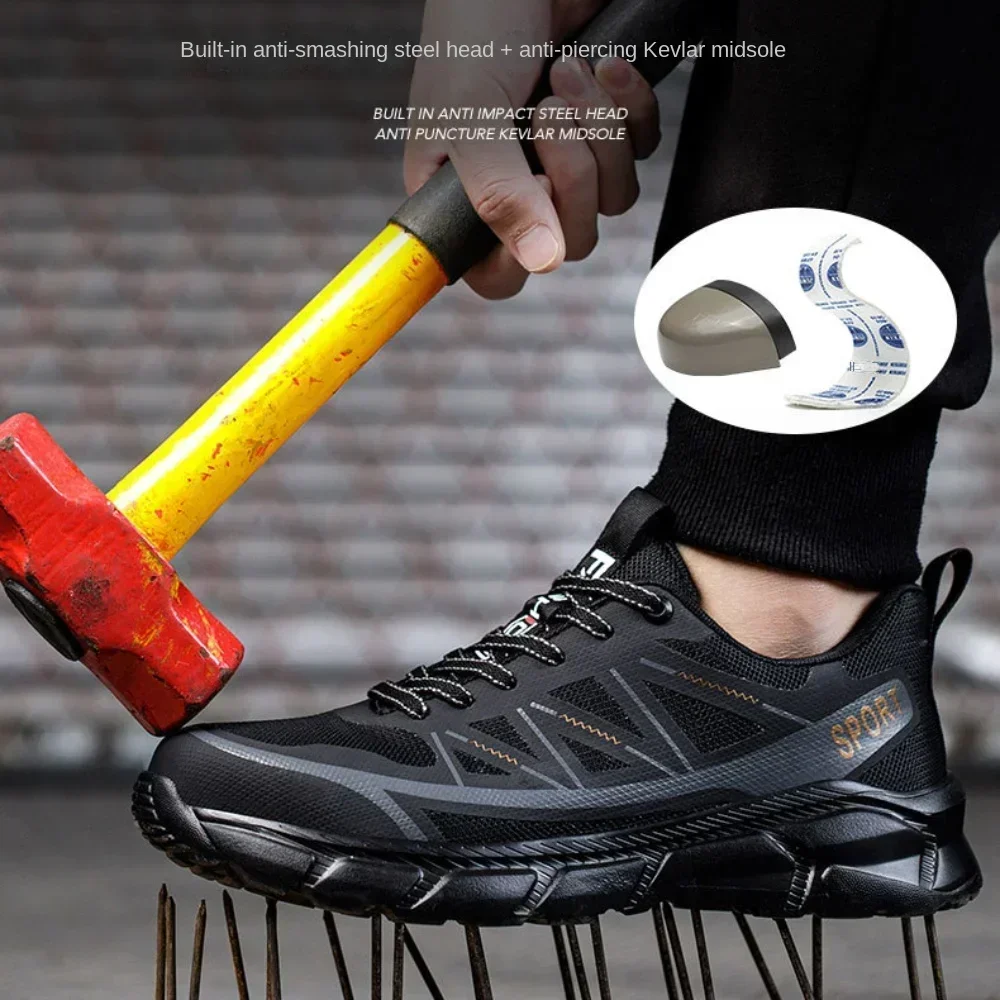 Scarpe da lavoro comode e leggere da uomo Scarpe antinfortunistiche antiscivolo impermeabili Scarpe protettive da ginnastica con punta in acciaio antiforatura 2