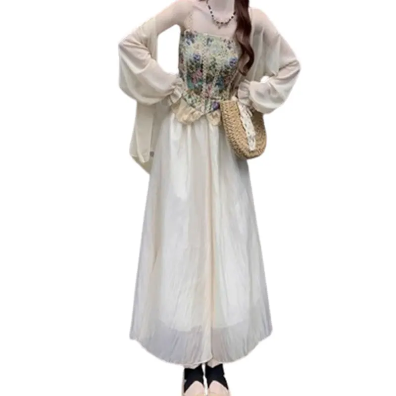 2024 estate elegante moda Harajuku slim fit abiti femminili allentati casual tutto fiammifero gilet floreale gonne retrò francese tre pezzi 3