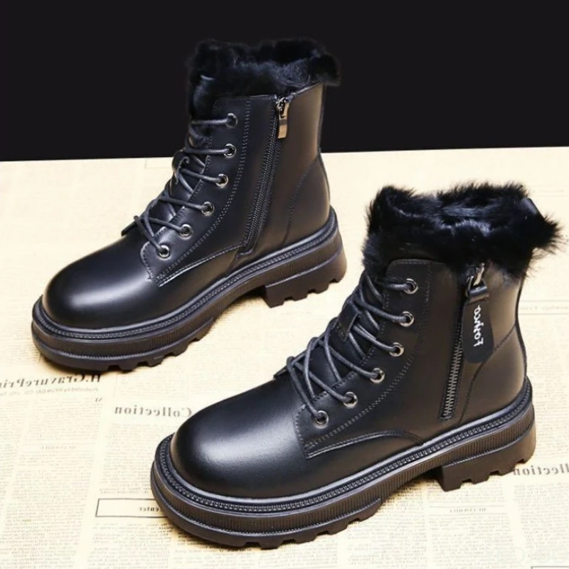 Autunno Inverno Moda Nuova suola spessa Altezza crescente Stivali da donna dimagranti con pile spesso e stivali moda donna caldi 3