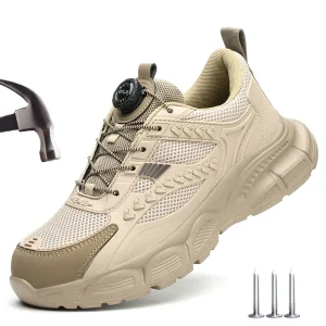 Taglia 47 48 Scarpe antinfortunistiche da lavoro Uomo Scarpe da ginnastica da lavoro con punta in acciaio indistruttibile Pulsante di rotazione Stivali protettivi di sicurezza da uomo leggeri 1