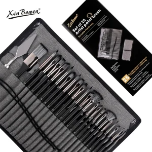 Set di pennelli da 25 sacchetti di tela, strumenti per pittura artistica per principianti, pennelli in nylon specializzati per pittura acrilica/acquerello/a olio 1